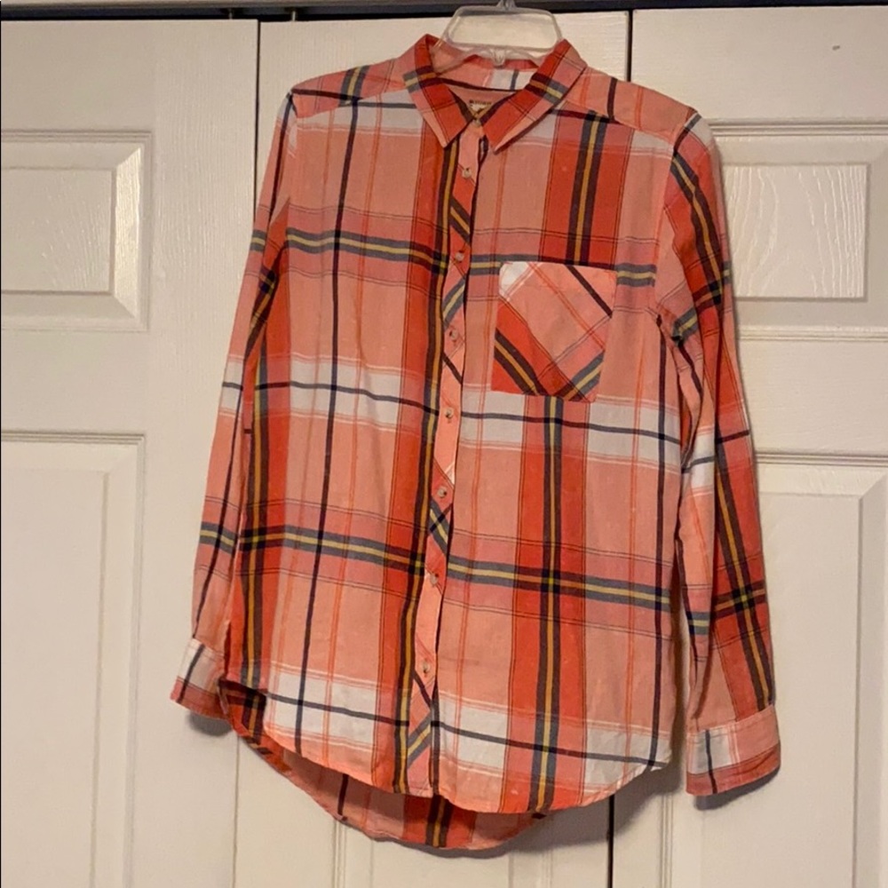 arizona jean peach colored boyfriend fit flannel